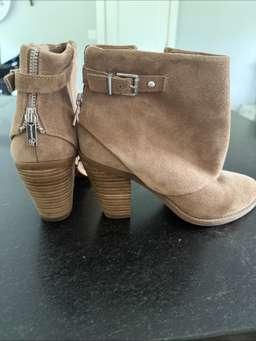 Jessica Simpson Tan Suede Ankle Booties with Buckle